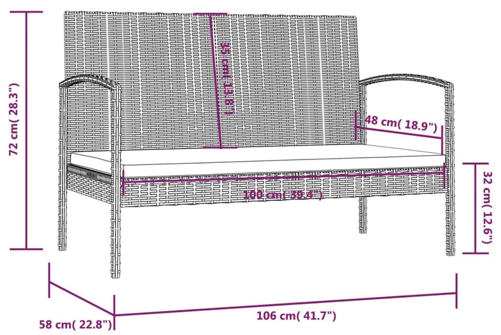 Set Divani da Giardino 8 pz con Cuscini in Polyrattan Nero