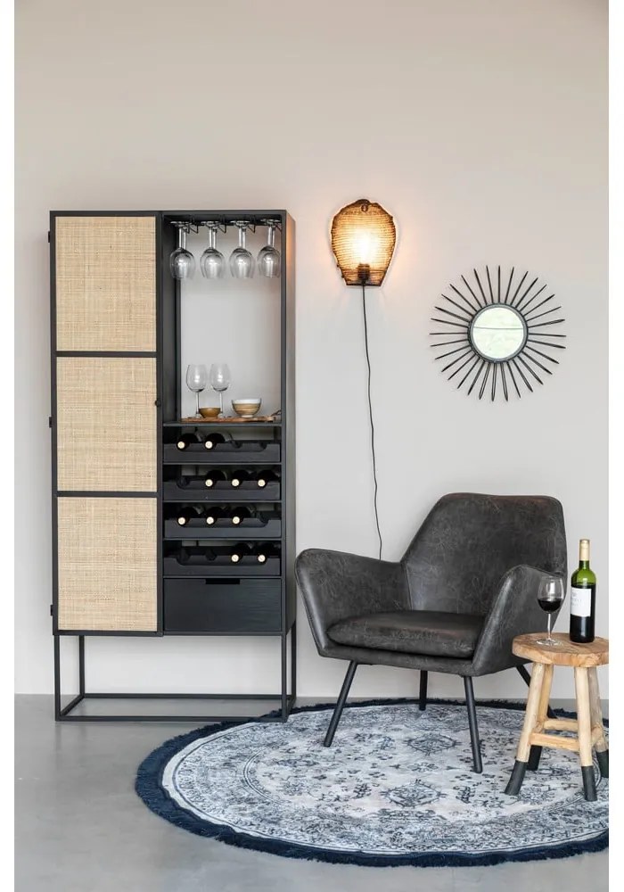 Portabottiglie in rattan nero per 16 bottiglie, 80x175 cm Guuji - White Label