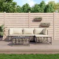 Set Divani da Giardino 4 pz con Cuscini Antracite in Polyrattan 3186740