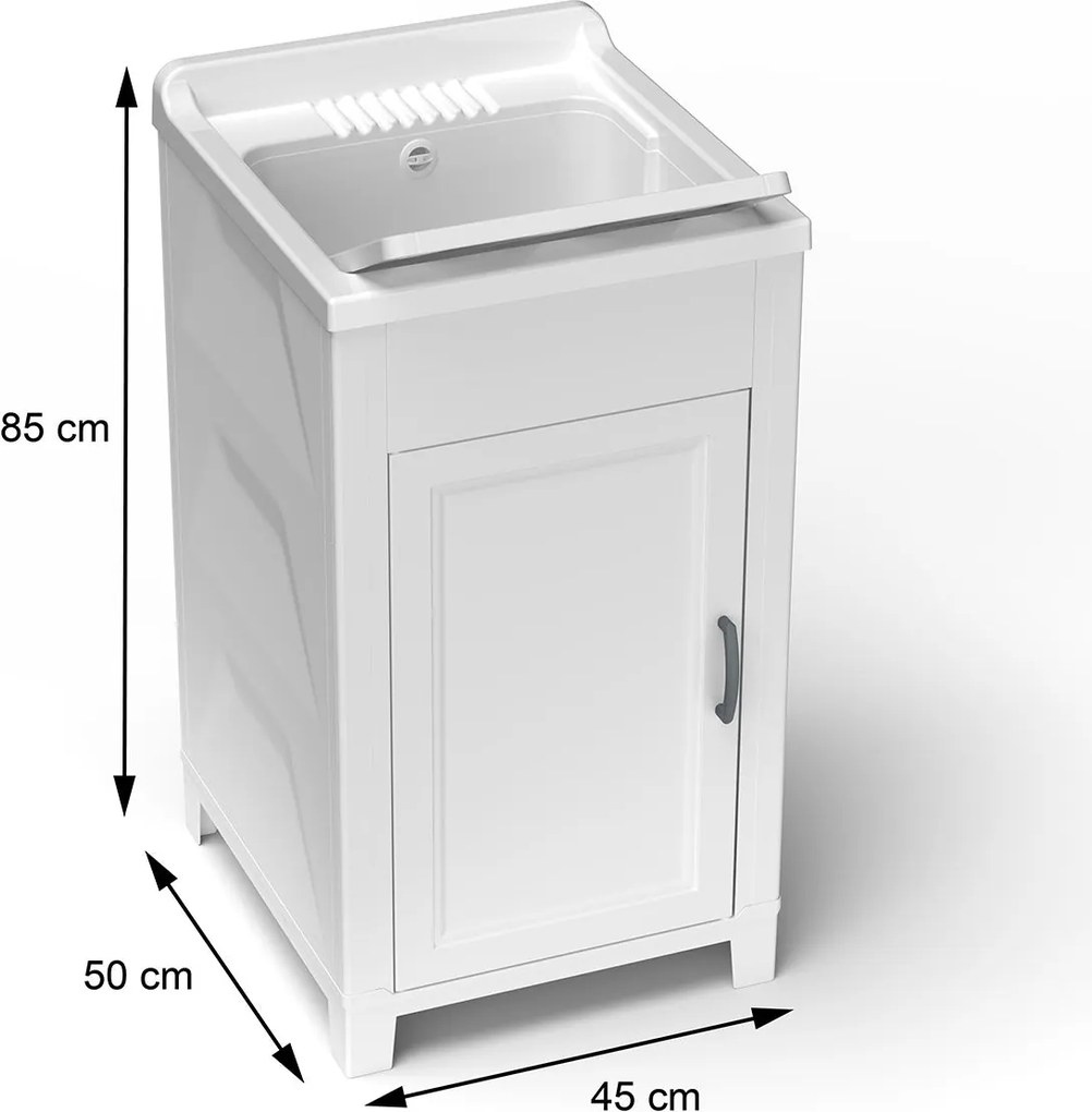 Mobile Lavatoio 45x50x85 cm 1 Anta in Resina Bianco...