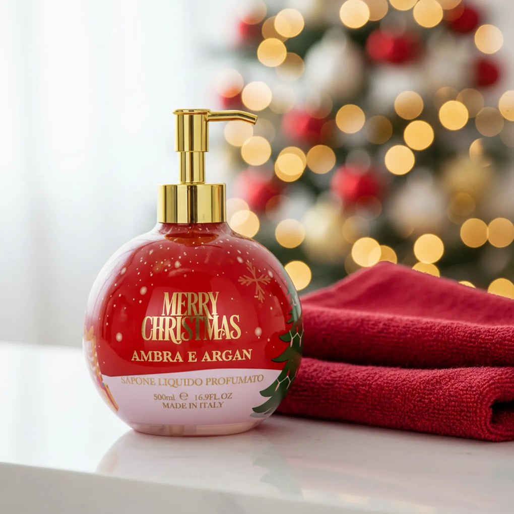 Dispenser sapone liquido natalizio ambra e argan
