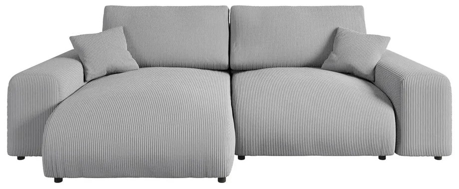 Divano angolare variabile in velluto a coste grigio chiaro Justin - Ropez