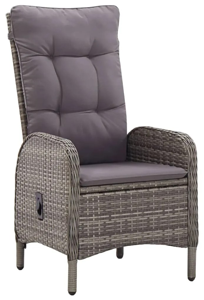 Set da bistrot per giardino 3 pz in polyrattan grigio