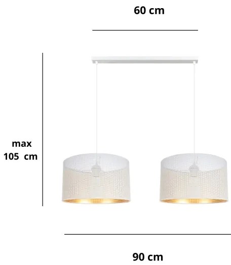 Lampadario a sospensione con filo ALDO 2xE27/60W/230V bianco