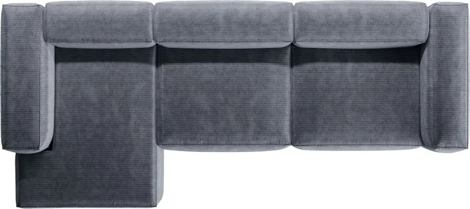 Divano angolare blu polveroso (con penisola a sinistra/con chaise lounge) con rivestimento in velluto a coste Bergamo – Cosmopolitan Design