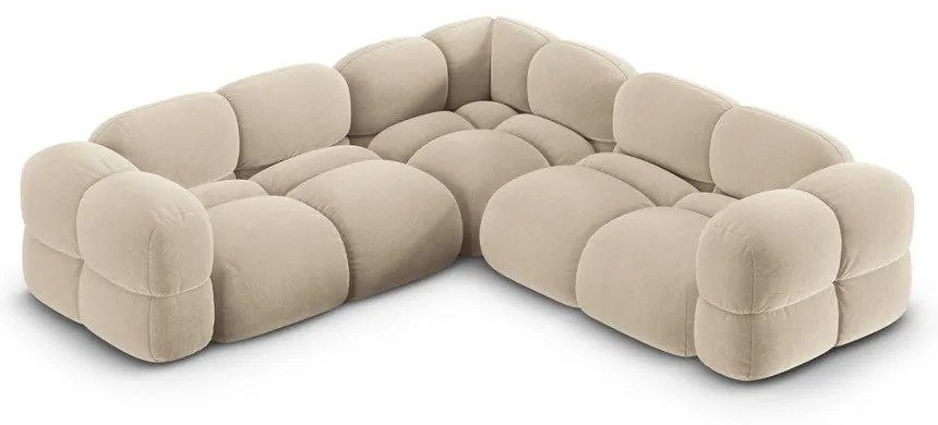 Divano angolare beige con rivestimento in velluto Loretto – Cosmopolitan Design