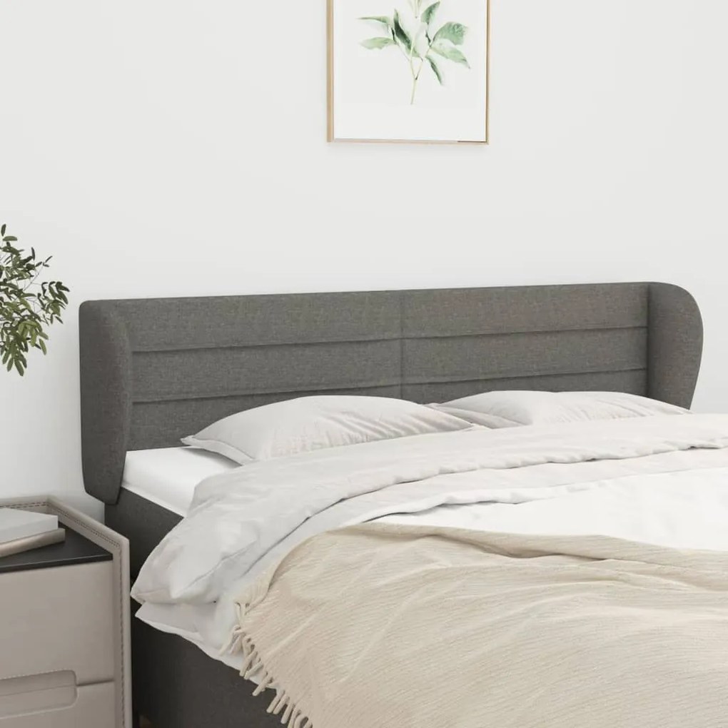 Testiera Ad Orecchio Grigio Scuro 147x23x78/88 Cm İn Tessuto /