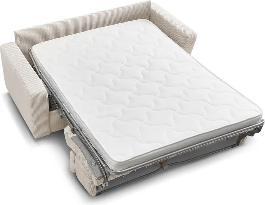 Divano color crema allungabile con rivestimento in velluto a coste 195 cm Monaco – Bobochic Paris