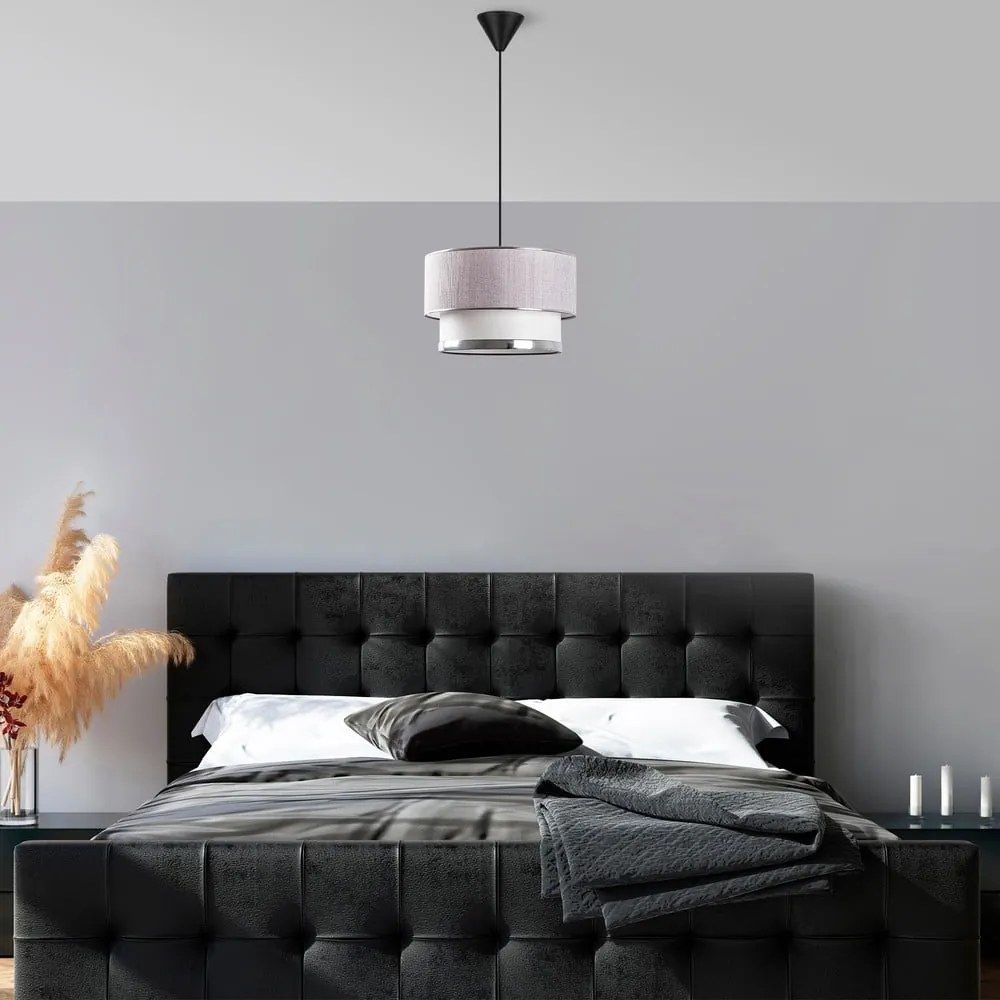 Lampadario grigio/argentato con paralume in tessuto ø 30 cm Cake – Opviq lights