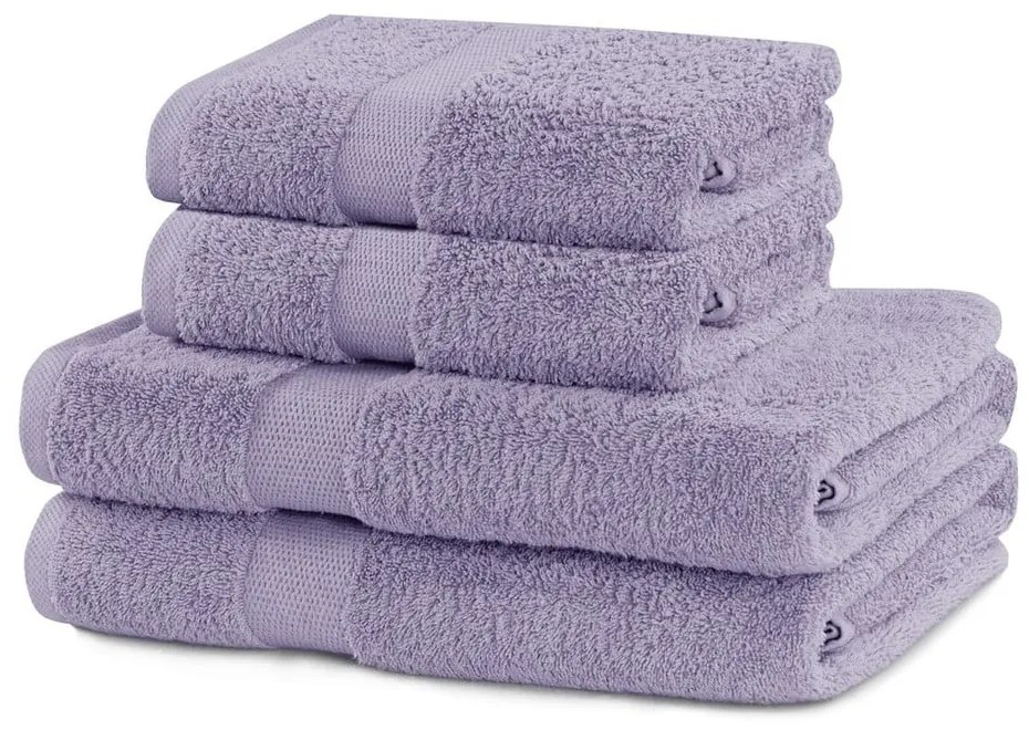 Asciugamani e teli da bagno in spugna di cotone alla lavanda in un set di 4 pezzi Marina - DecoKing