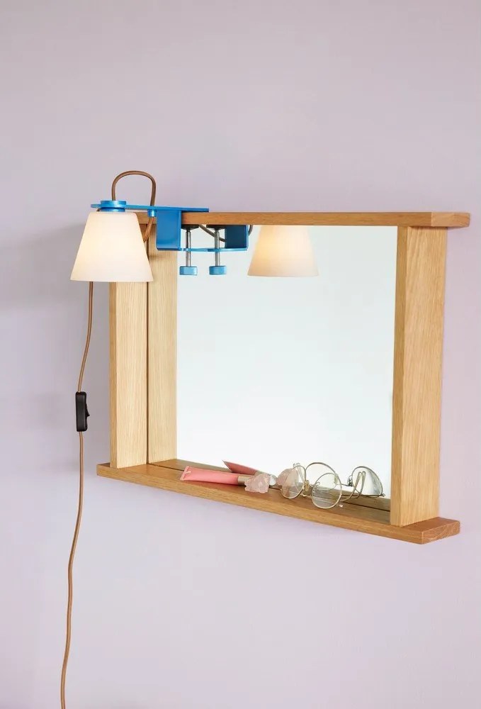 Lampada da tavolo blu con paralume in vetro (altezza 23 cm) Lure - Hübsch