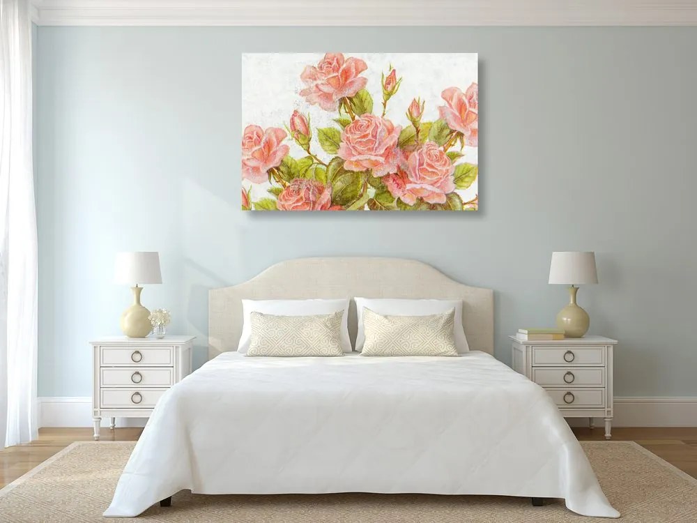 Quadro su tela – Bouquet vintage di rose