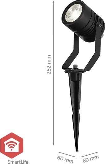 Nedis ZBLOS10RGBW3-SADA Set di 3 lampade LED RGBW dimmerabili per esterni, 3W/230V, IP65, Wi-Fi compatibile con Tuya