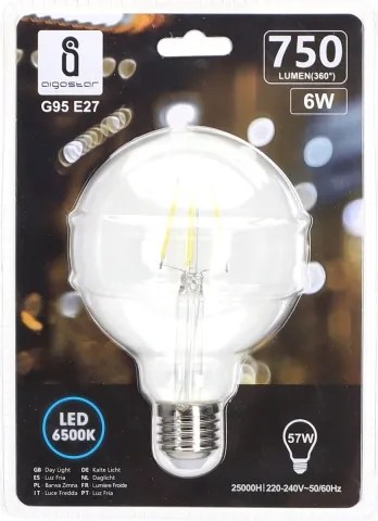 Lampadina LED FILAMENT G95 E27/6W/230V 6500K - Aigostar
