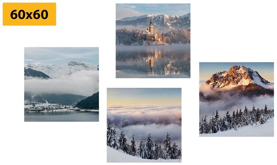 Set di quadri – Paesaggio invernale innevato