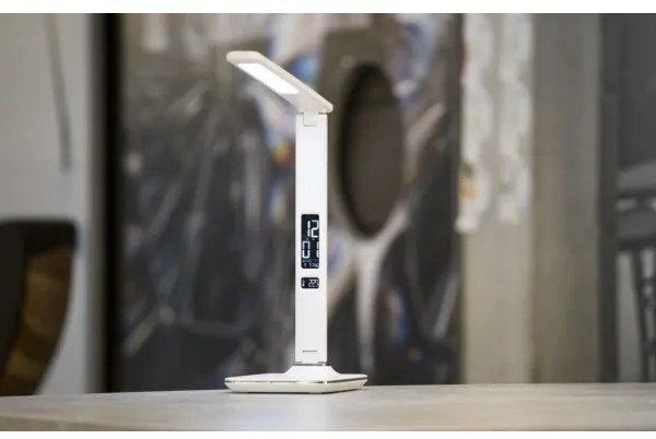 Immax 08934L - Lampada LED da tavolo con display KINGFISHER LED/9W/230V bianco