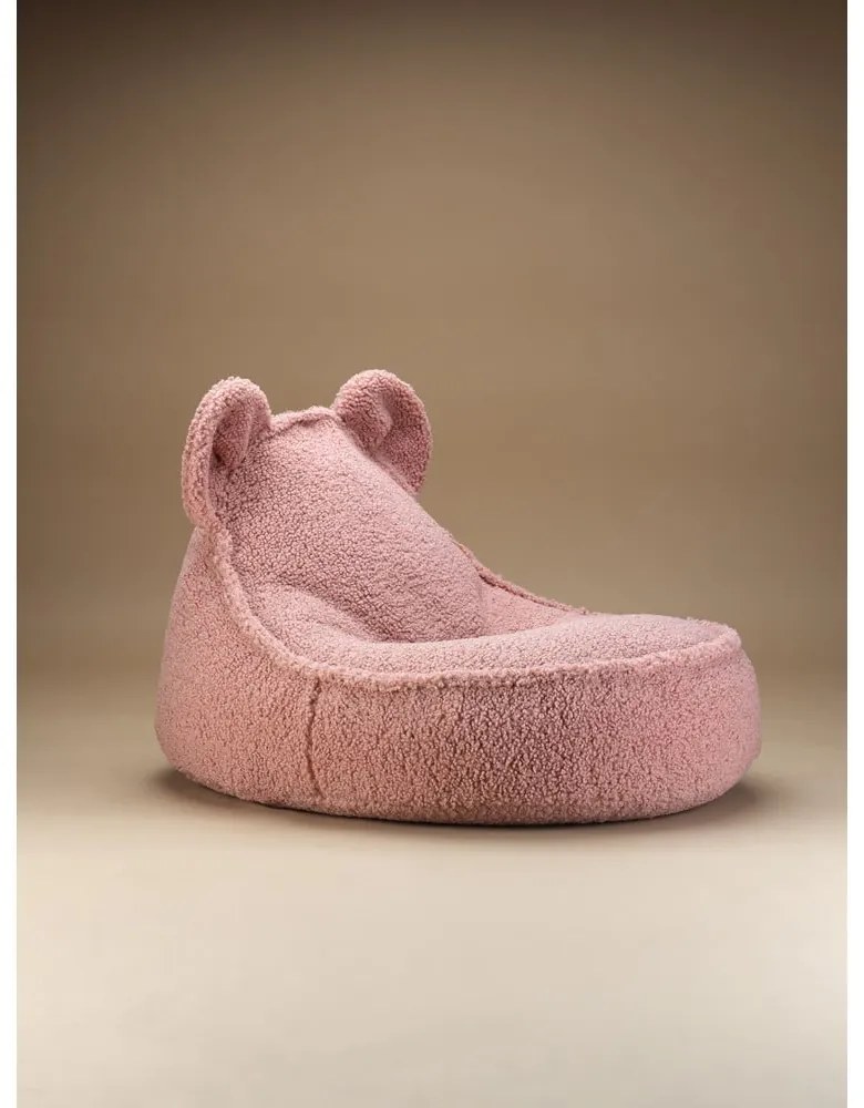 Pouf a sacco per bambini rosa con rivestimento in bouclé Bear – Wigiwama