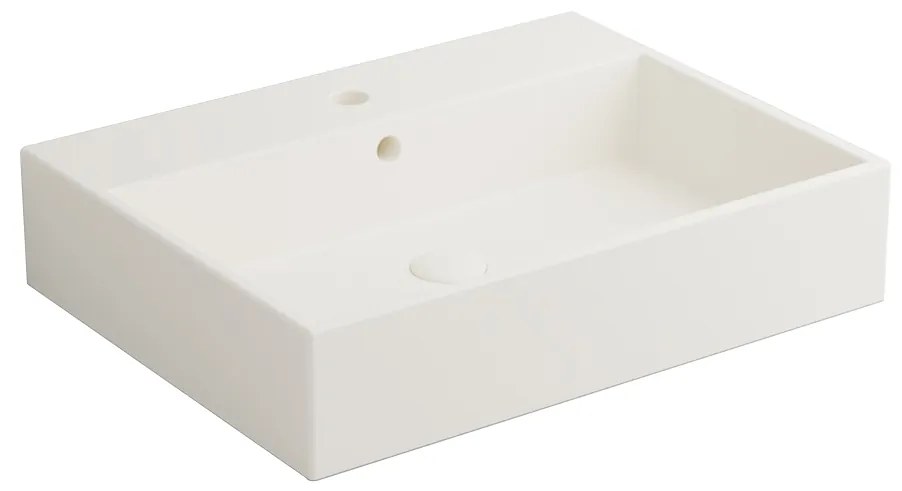 Cielo Smile lavabo 60x46 monoforo rettangolare sospeso o da appoggio con troppo pieno in ceramica talco