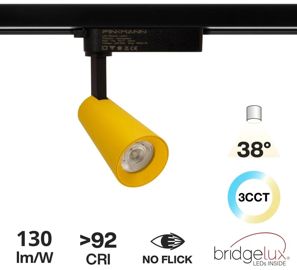 Faro LED 15W Monofase Giallo CRI92 Bianco Variabile 38° - Bridgelux LED Colore Bianco Variabile CCT