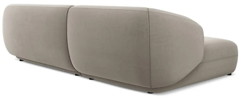 Divano angolare beige (con penisola a sinistra) con rivestimento in velluto Moana – Makamii