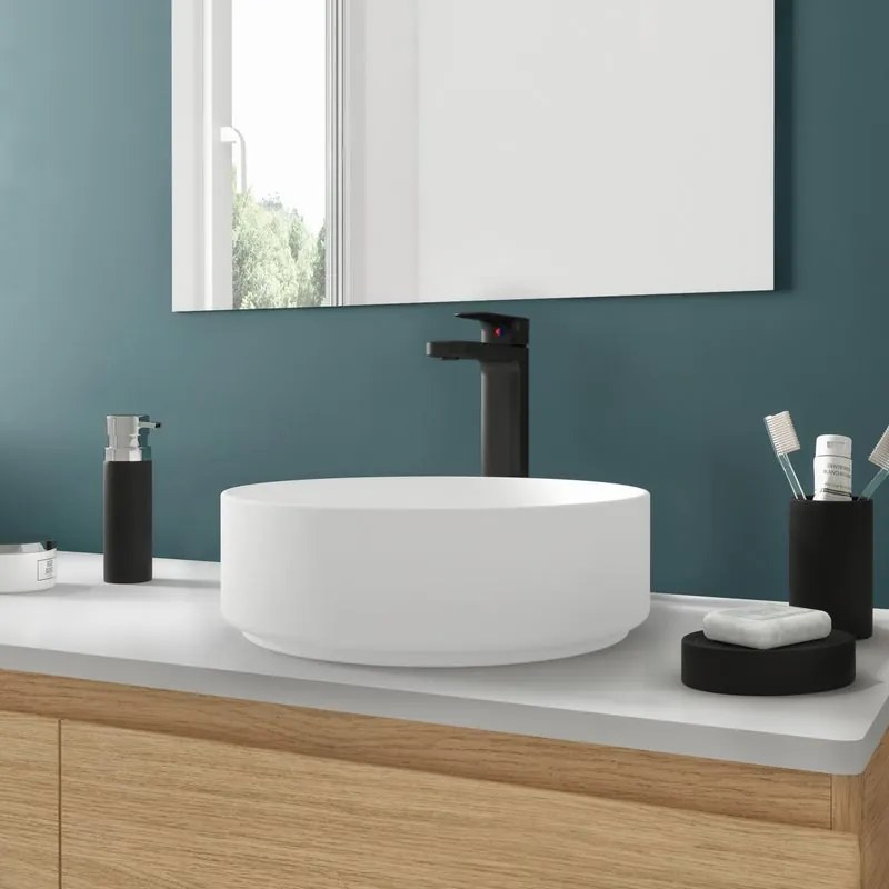 Lavabo da appoggio Studio tondo in ceramica L 37 x P 37 x H 12 cm bianco