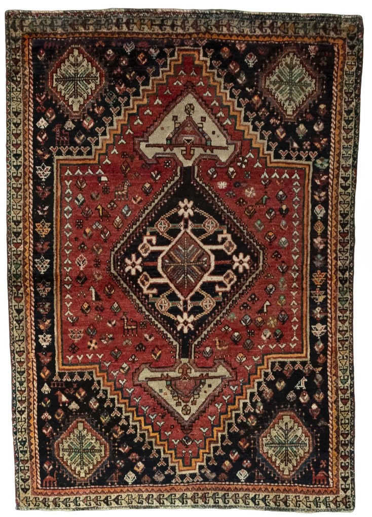 Shiraz Tappeto persiano 120 x 170 Rosso (Iran) Annodato A Mano
