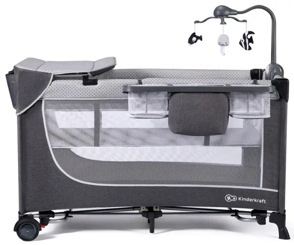 KINDERKRAFT - Lettino da viaggio LEODY grigio
