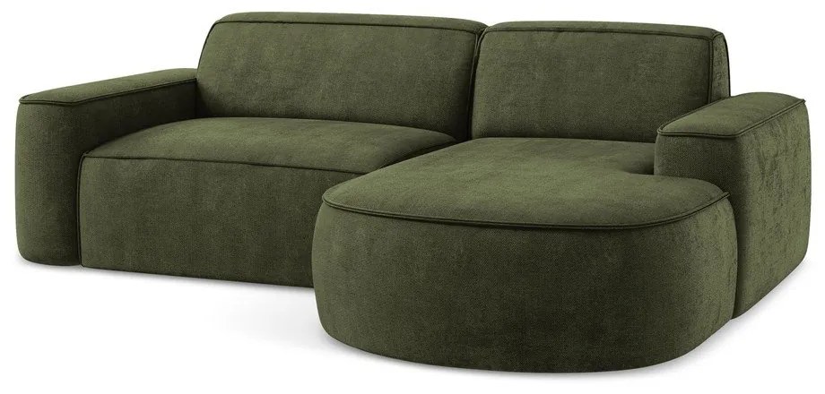 Divano angolare verde (con penisola a destra/con chaise lounge) con rivestimento in ciniglia Omao – Makamii