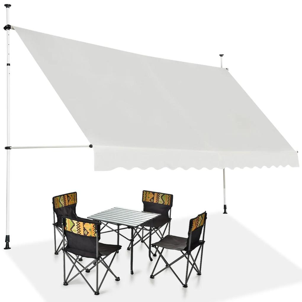 Costway Tenda da sole telescopica e retrattile, Tenda parasole resistente ai raggi UV impermeabile 395 x 120 cm Beige
