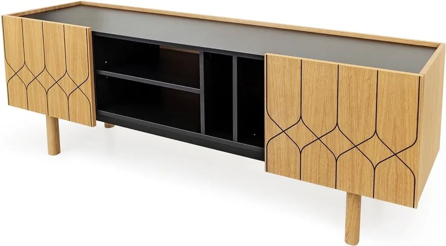 Tavolo TV in rovere nero/naturale 175x60 cm Porto - Woodman