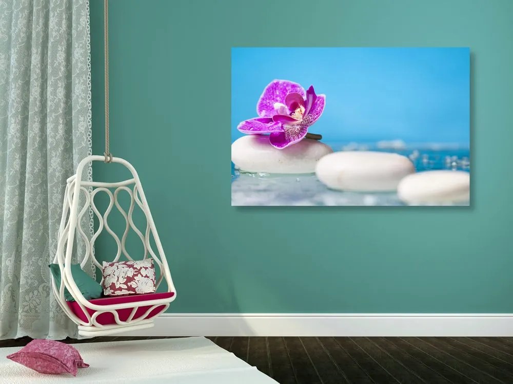 Quadro su tela – Orchidea e pietre Zen