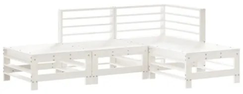 Set Salotto da Giardino 4 pz Bianco in Legno Massello di Pino