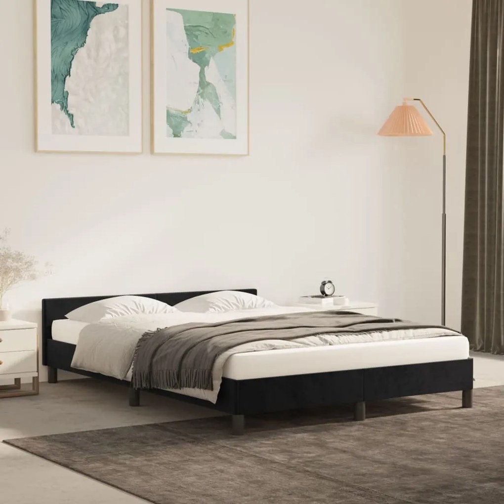Giroletto Senza Materasso Nero 140x190 Cm İn Velluto /