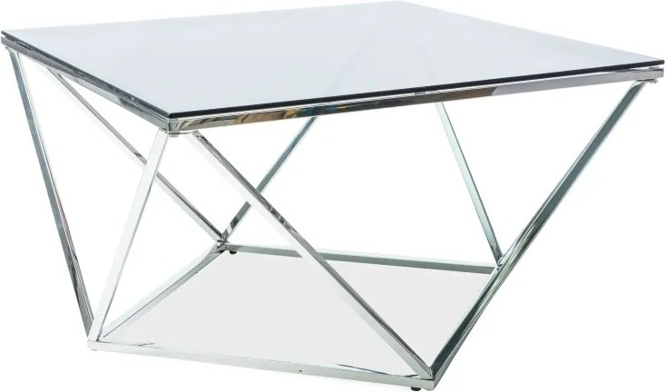 Tavolino Silver A in vetro fumé e acciaio – 80x80x45 cm