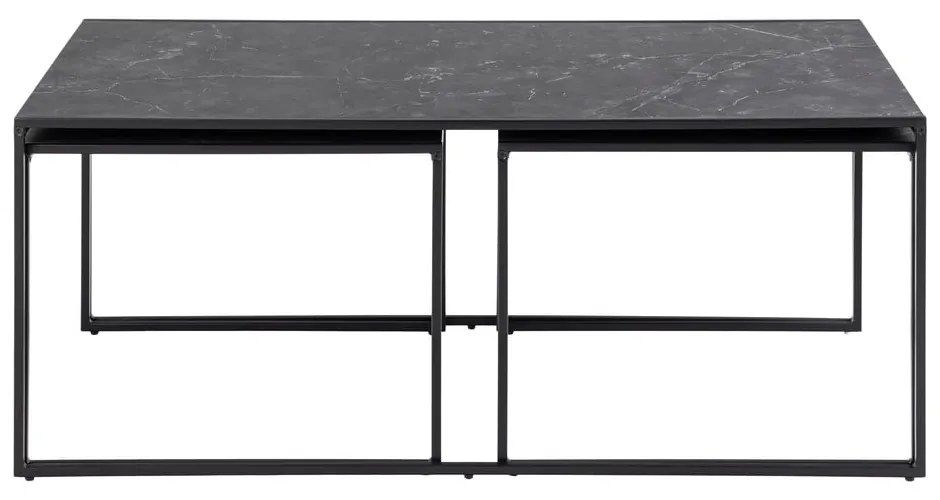 Set di tavolini da salotto color nero opaco con piano effetto marmo 3 pz 60x120 cm Infinity – Actona