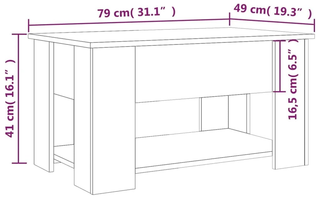 Tavolino da Salotto Rovere Sonoma 79x49x41 cm Legno Multistrato