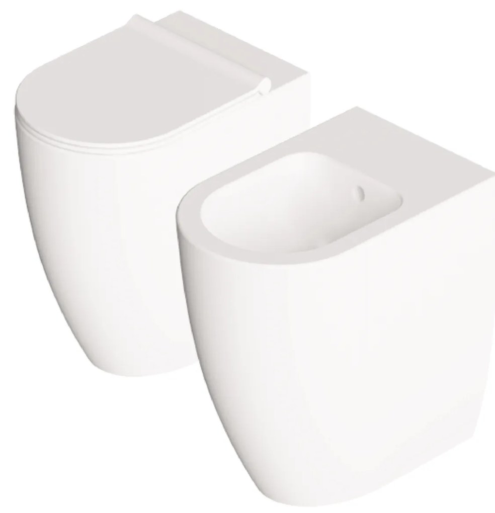 Coppia Di Sanitari a Terra H 50 Senza Brida Alice Ceramica "Form" Bianco Lucido