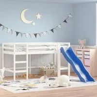 Letto Soppalco Scivolo Bambini Bianco 90x190 cm Massello Pino 835911