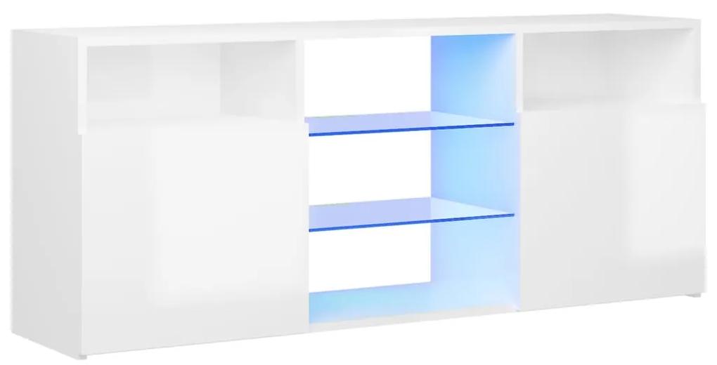 Mobile Porta TV con Luci LED Bianco Lucido 120x30x50 cm