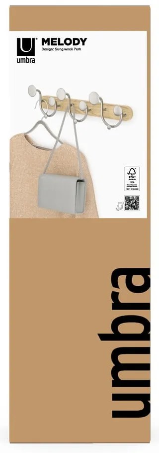 Appendiabiti da parete in alluminio bianco naturale Melody - Umbra