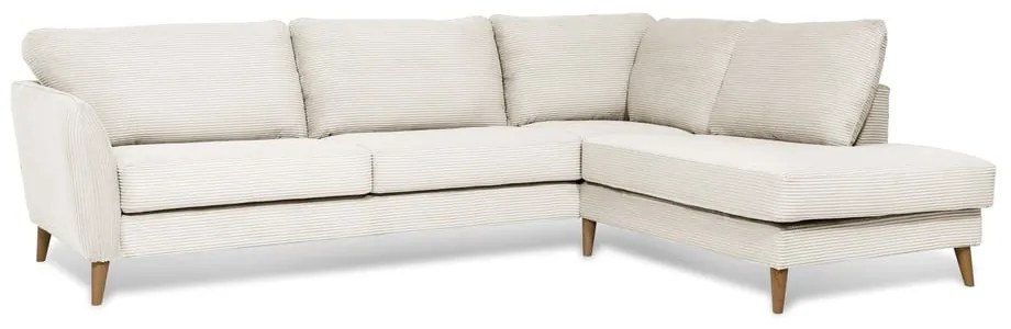 Divano angolare in velluto a coste bianco (angolo destro) Paris - Scandic