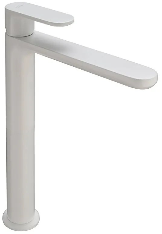 Rubinetto per lavabo L2 355 bianco opaco HUBER getto laminare cristallino a canna alta H 24.6 cm
