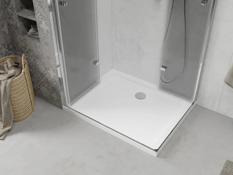 Mexen Lima Duo cabina doccia pieghevole 80 x 70 cm, trasparente, cromo + piatto Flat - 856-080-070-01-02-4010