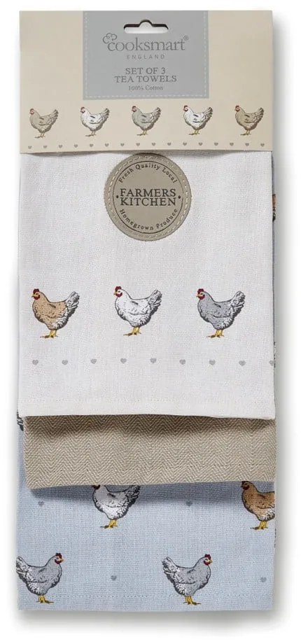 Set di strofinacci in cotone 3 pz 45x65 cm Farmers Kitchen – Cooksmart ®