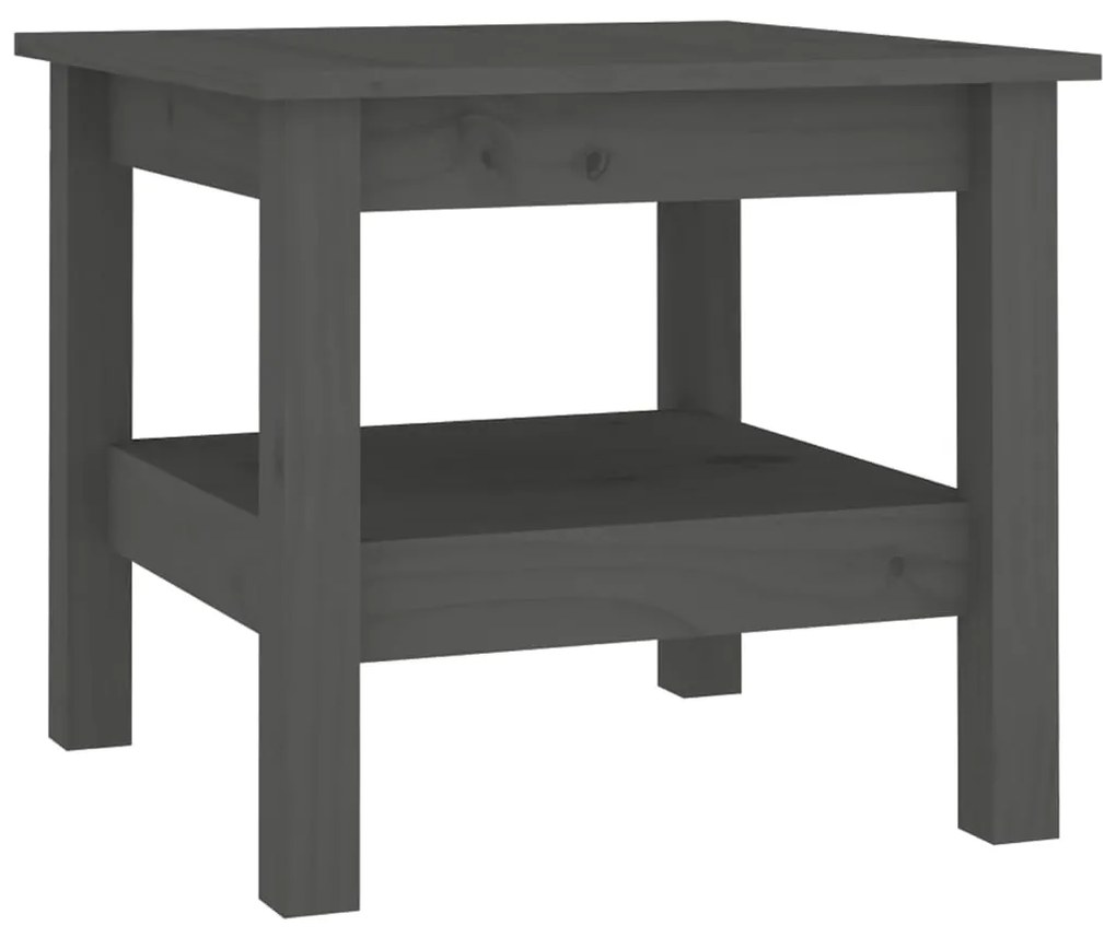 Tavolino da salotto grigio 45x45x40 cm legno massello di pino