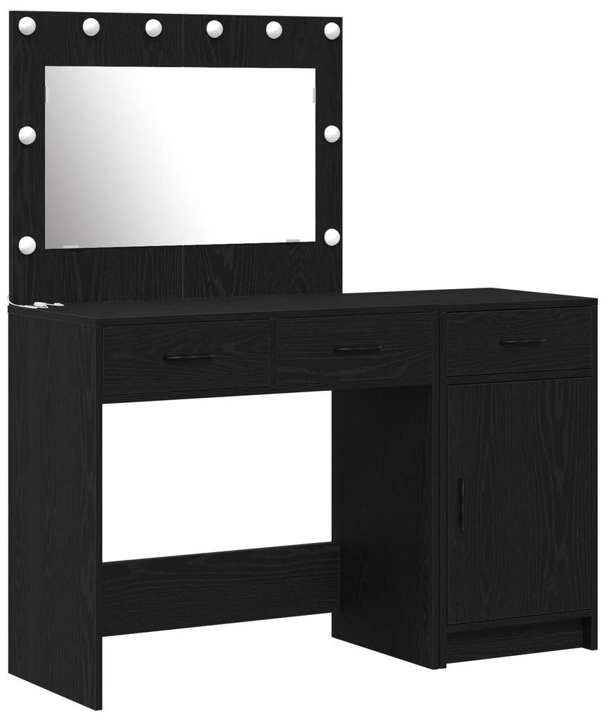 Set di 2 tavoli da trucco con led in legno nero