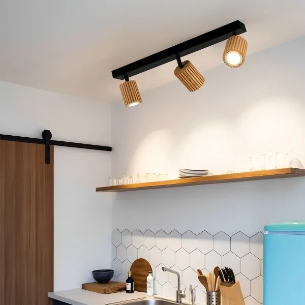 Brilagi - Faretto MODERN WOOD 3xGU10/8W/230V legno di caucciù/nero