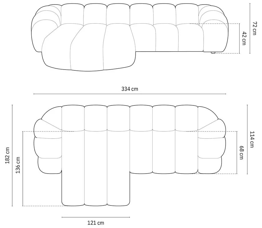 Divano angolare nero (con penisola a sinistra) Diana – Micadoni