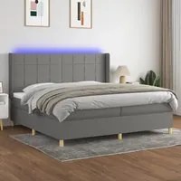 Letto a Molle Materasso e LED Grigio Scuro 200x200cm in Tessuto 3138902