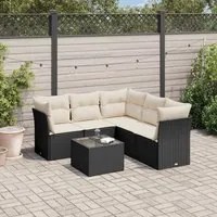 Set Divano da Giardino 6 pz con Cuscini Nero in Polyrattan 3249465